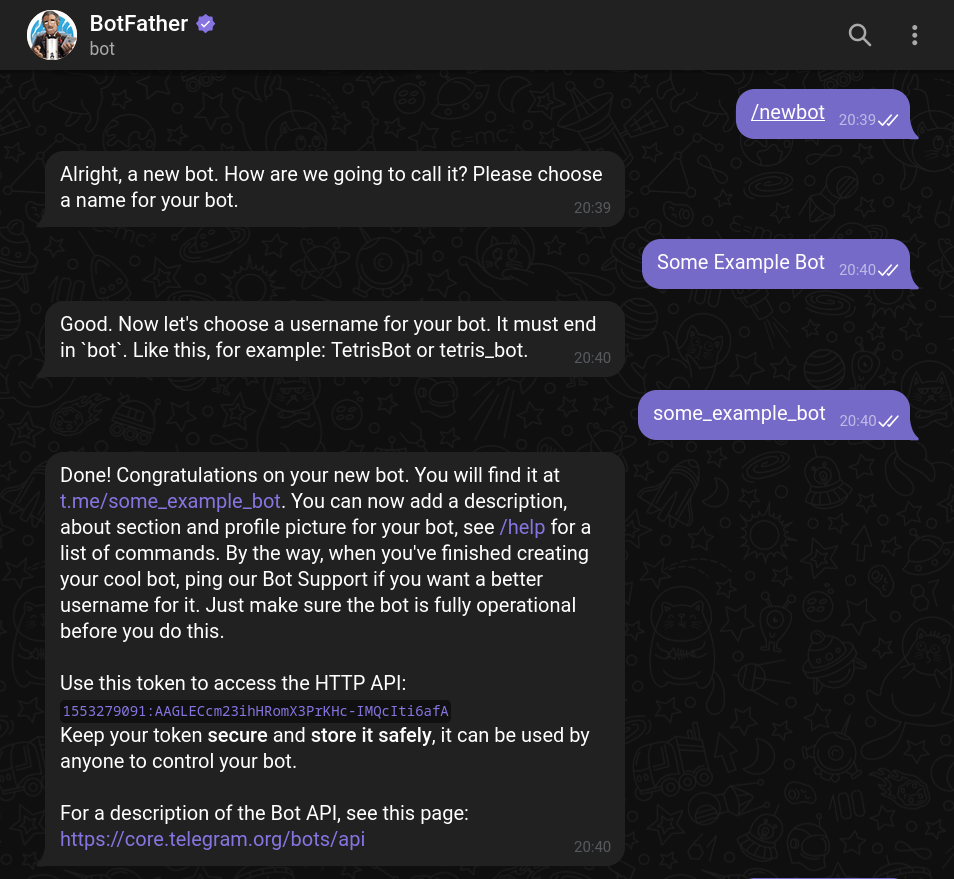 Example of creating a bot